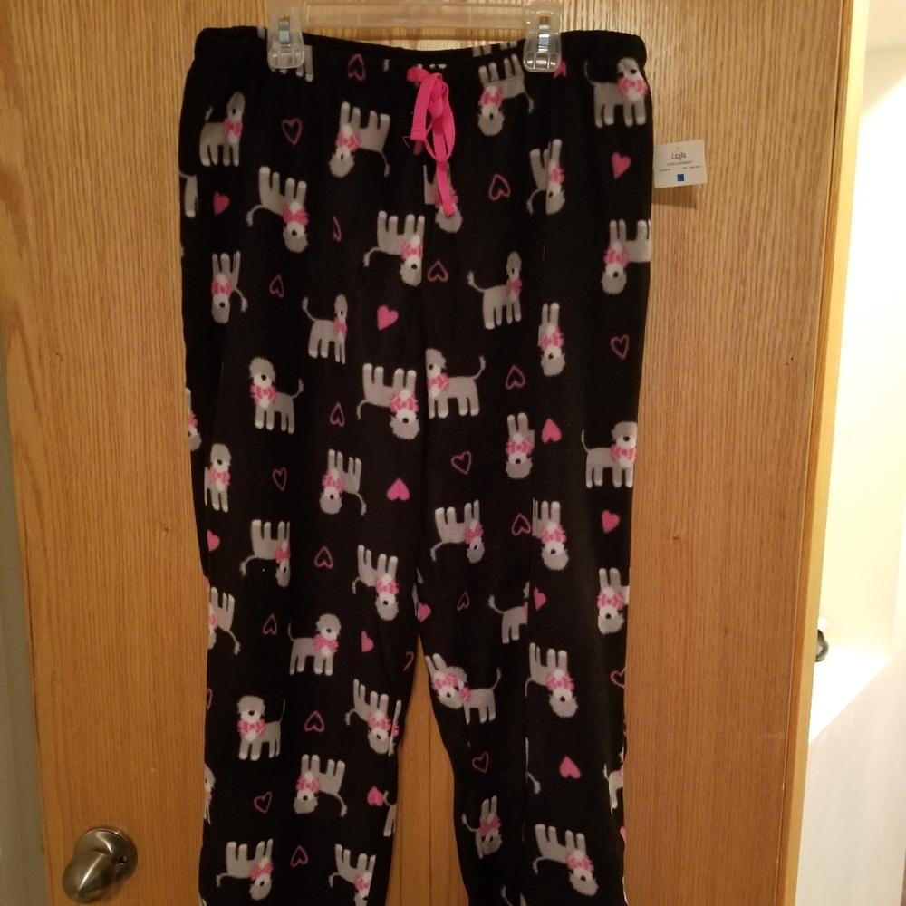 Layla Women's black with cute dogs very soft pajama bottoms size XL, NWT